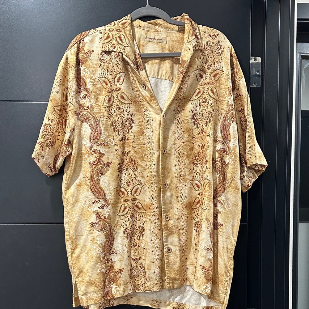 Tommy Bahama Beige and Brown Paisley Men's Shirt